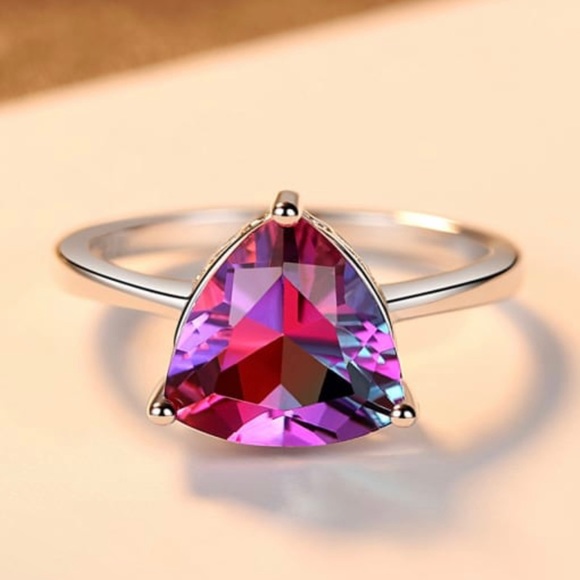 Solid Sterling Silver 925 Mystic Tourmaline Ring - Picture 6 of 9